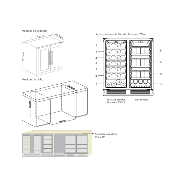 Adega e Beer Center Cuisinart Arkton 75cm 190 litros Inox 220V - 4093841012 - Image 2